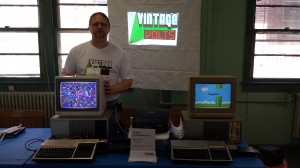 My exhibit of two TI-99/4A computers with Peripheral Expansion Boxes at VCF East 9.1